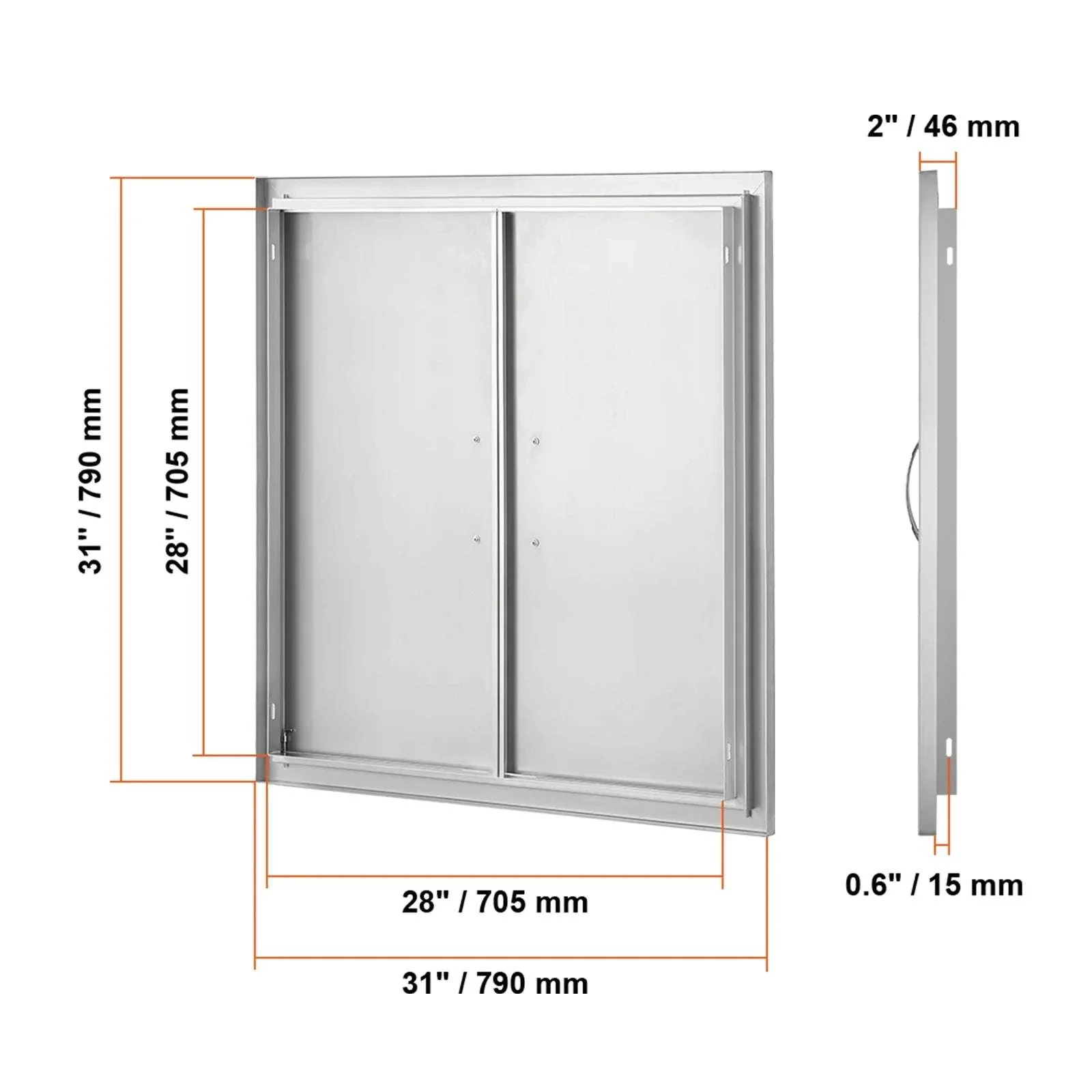 Stainless Steel BBQ Access Door Double Flush Mount Outdoor Cabinet Door - Image 21