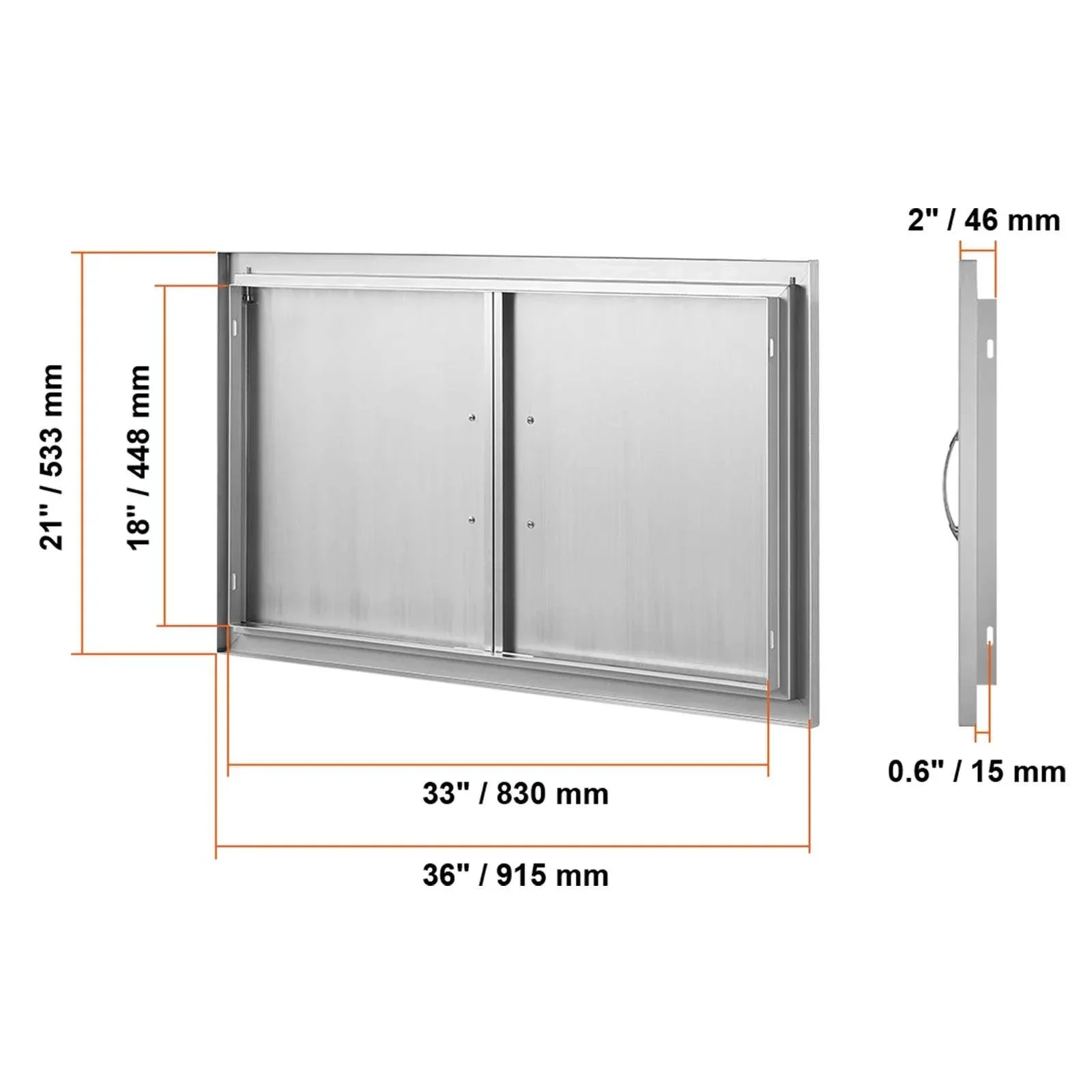 Stainless Steel BBQ Access Door Double Flush Mount Outdoor Cabinet Door - Image 24