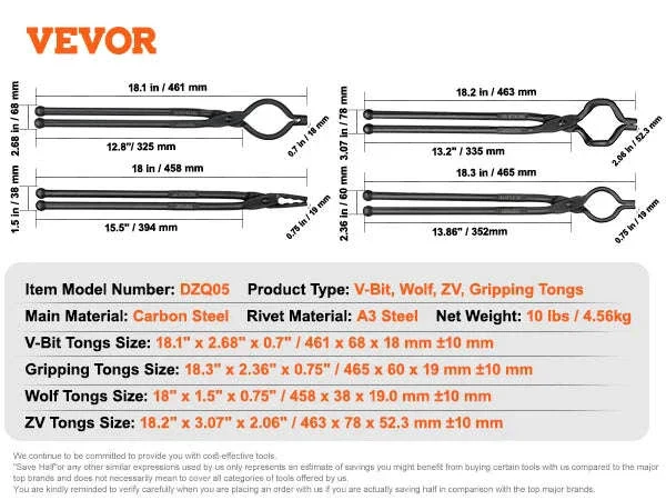 18-Inch Blacksmith Tongs Set for Secure Forge Control - Image 19