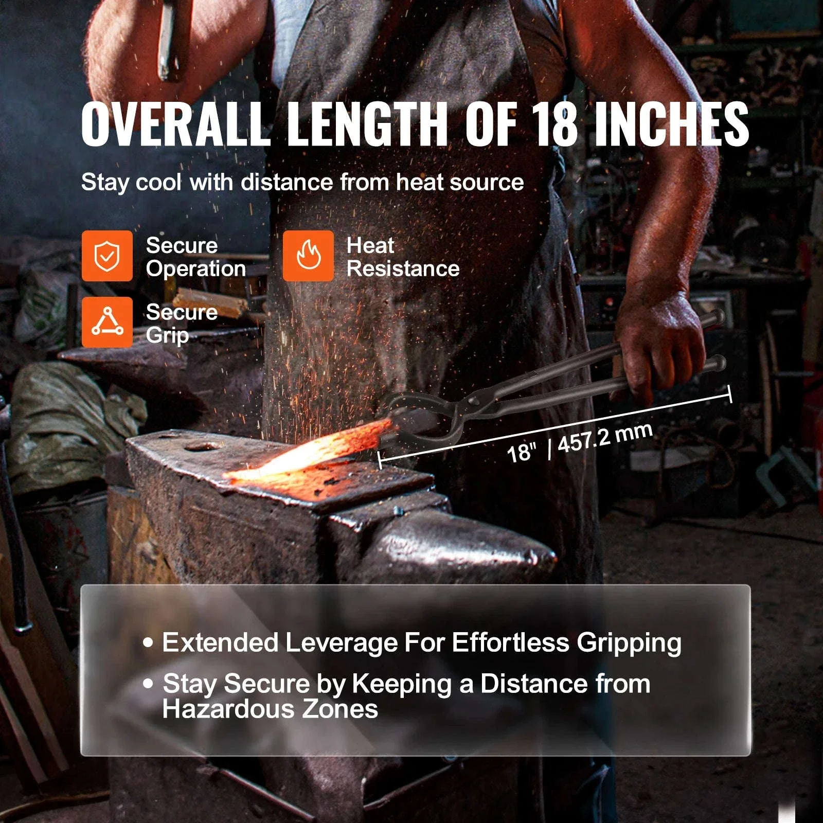 18-Inch Blacksmith Tongs Set for Secure Forge Control - Image 2