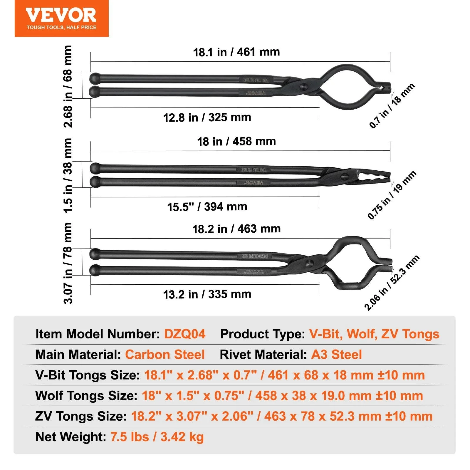 18-Inch Blacksmith Tongs Set for Secure Forge Control - Image 20