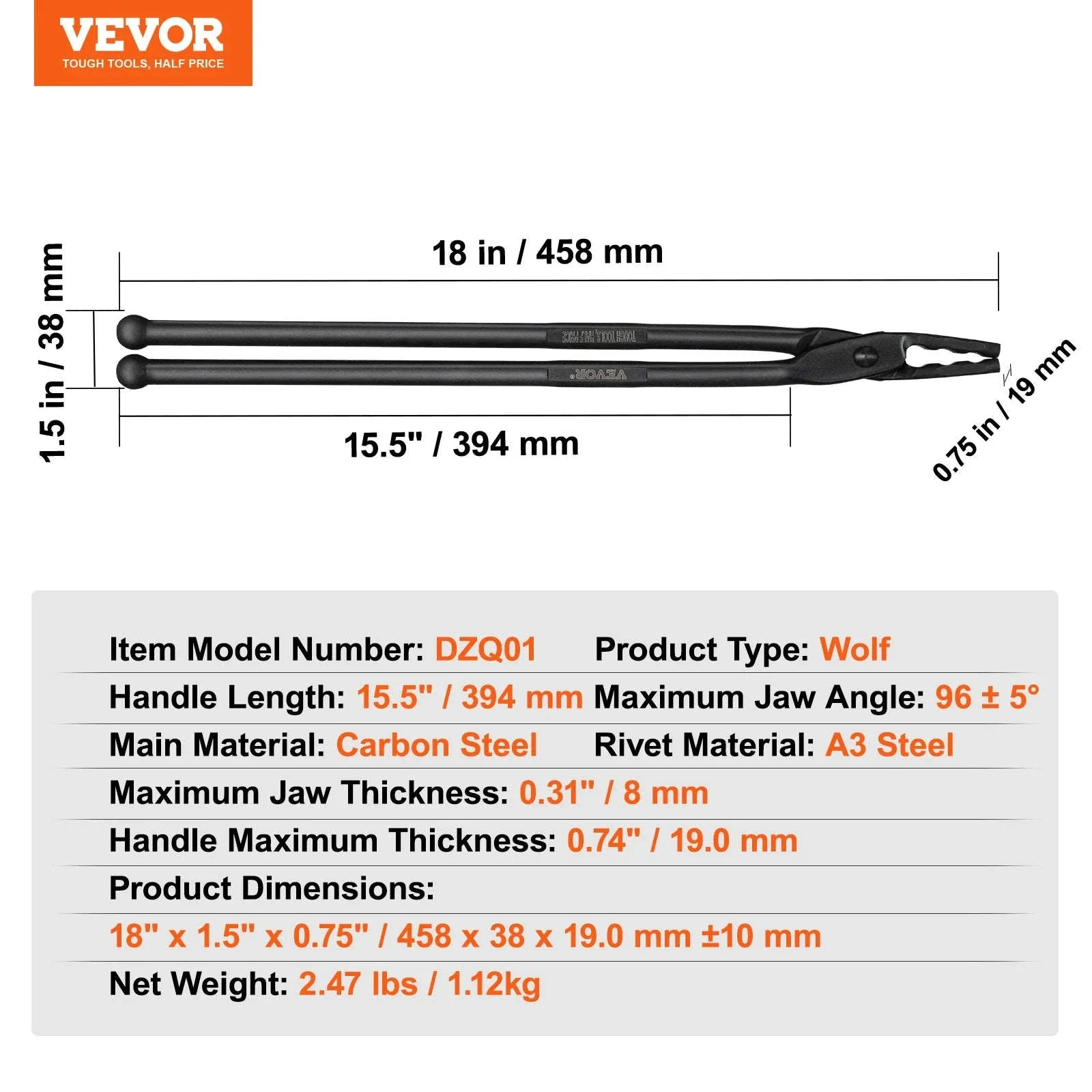 18-Inch Blacksmith Tongs Set for Secure Forge Control - Image 22
