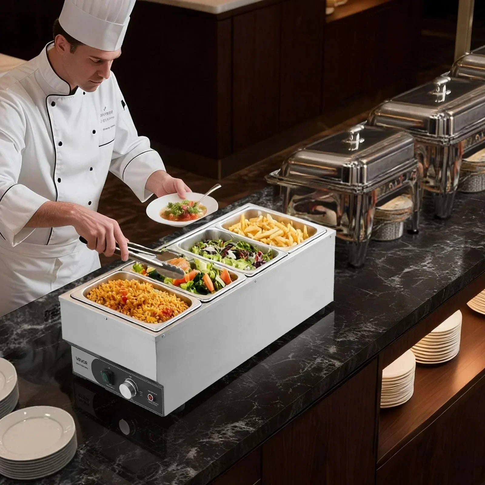 Commercial Food Warmer 1500W Bain Marie with 4 Pans - Image 15