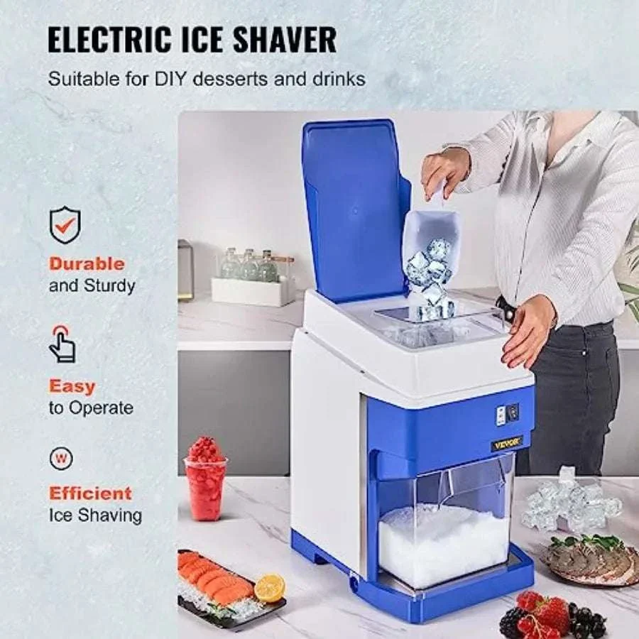 Electric Ice Shaver Crusher 3kg/min Snow Cone Maker with 4.4lb Ice Box - Image 8