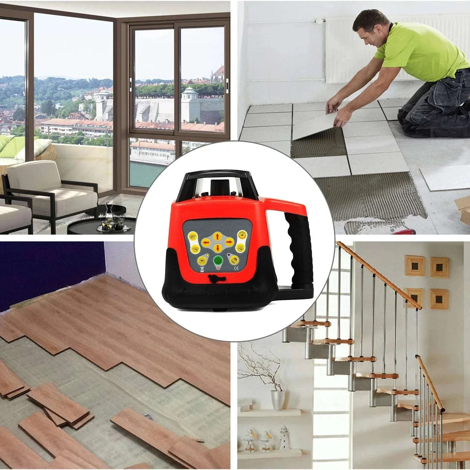 Rotary Laser Level 360° Green Beam Self-Leveling with Remote - Image 15