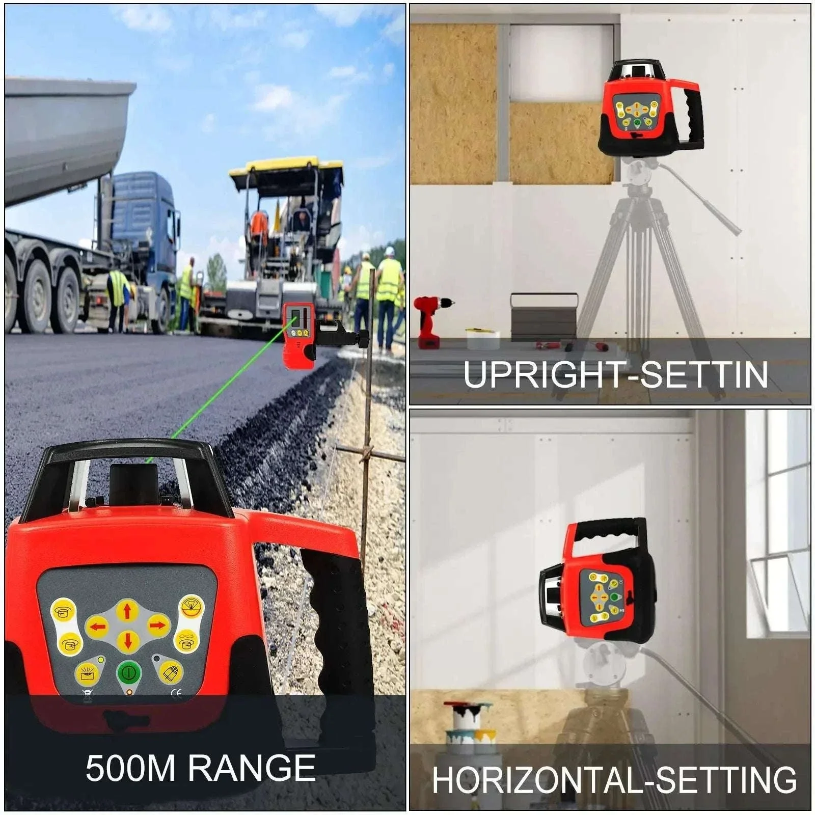 Rotary Laser Level 360° Green Beam Self-Leveling with Remote - Image 2