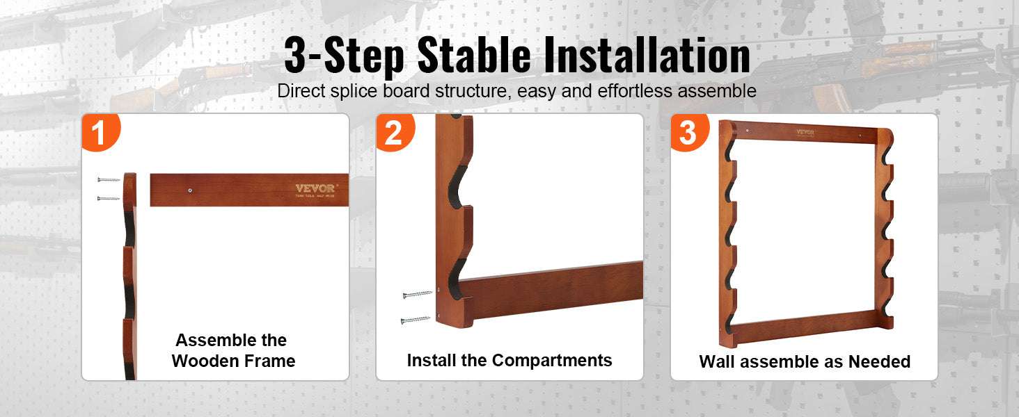 Wall Mounted Wooden Gun Rack with 5 Slots & 132 lb Capacity - Image 11