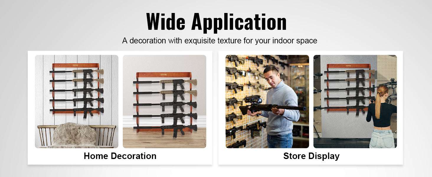 Wall Mounted Wooden Gun Rack with 5 Slots & 132 lb Capacity - Image 12