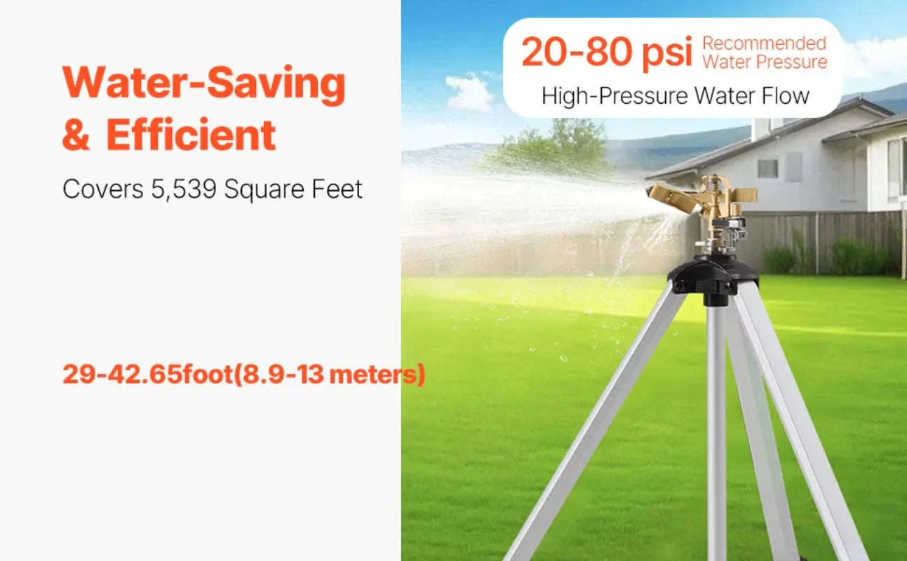 Heavy Duty Tripod Lawn Sprinkler with Brass Head 360° Coverage - Image 9