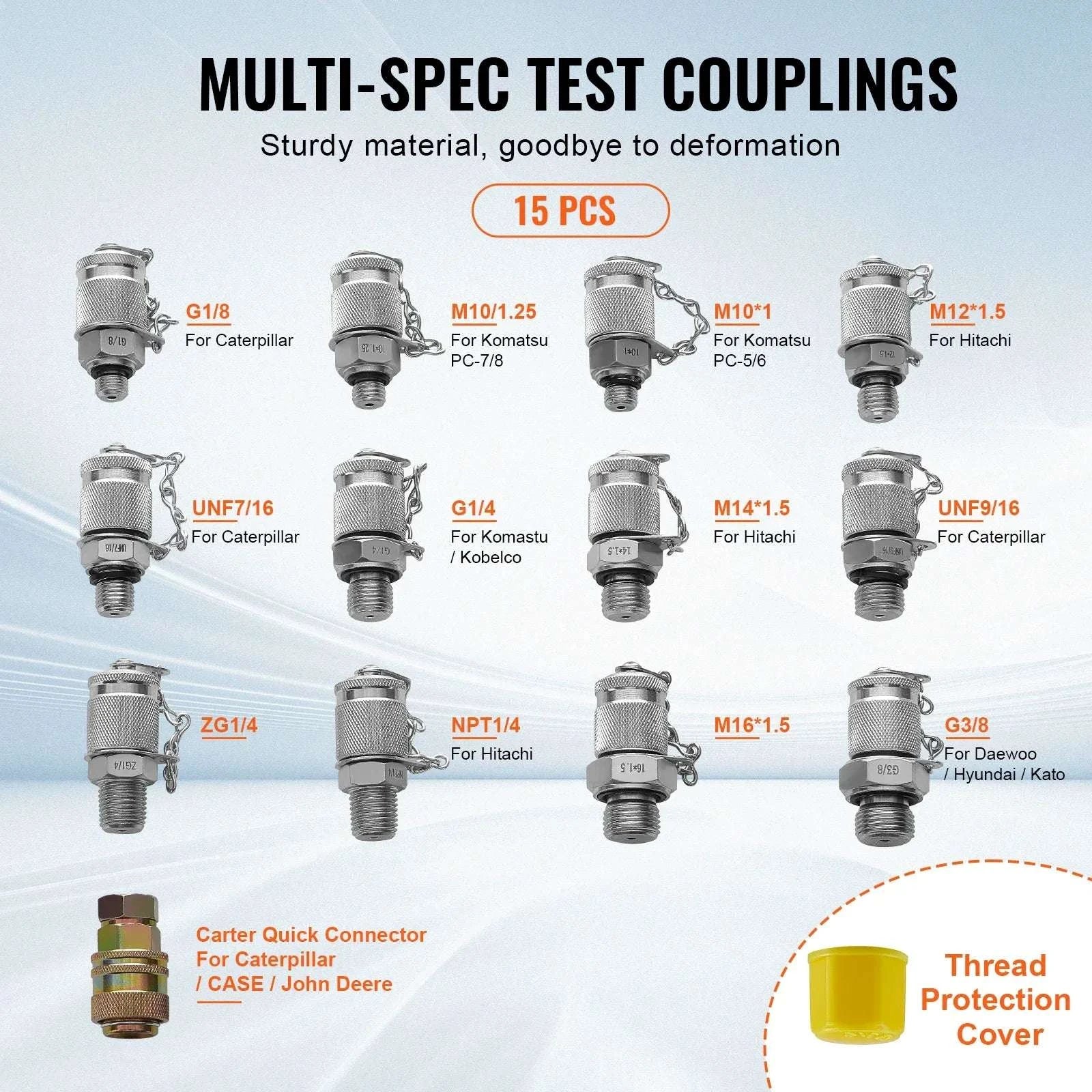 Hydraulic Pressure Test Kit with 5 Gauges & Full Adapter Set - Image 4