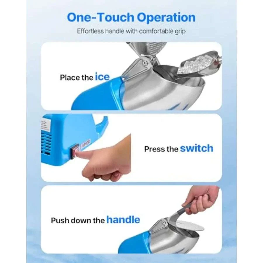 Electric Ice Crusher Machine 286 lbs/hr 4-Blade Snow Cone Maker - Image 10