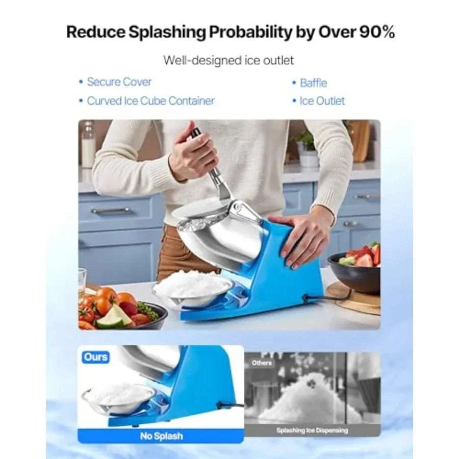 Electric Ice Crusher Machine 286 lbs/hr 4-Blade Snow Cone Maker - Image 11