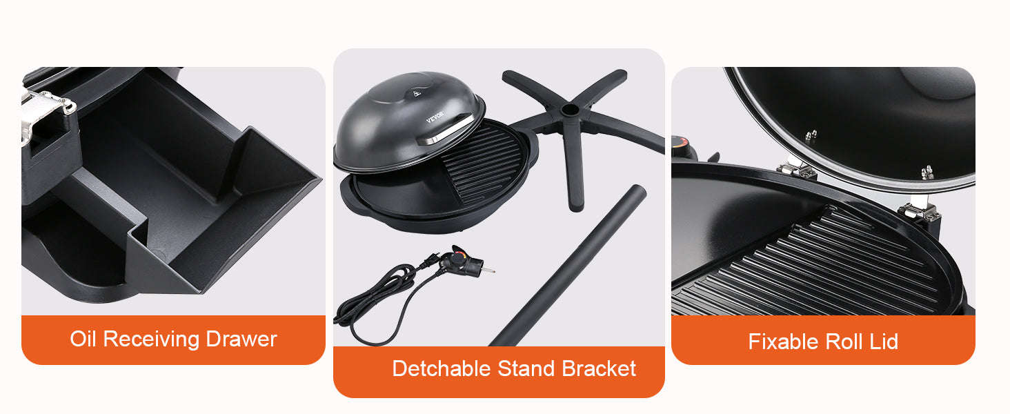 1800W Electric BBQ Grill with 2-Zone Surface for Indoor Outdoor Use - Image 14