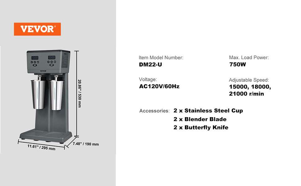 Commercial Double Head Milkshake Machine 375W x2 Fast Mixer - Image 13