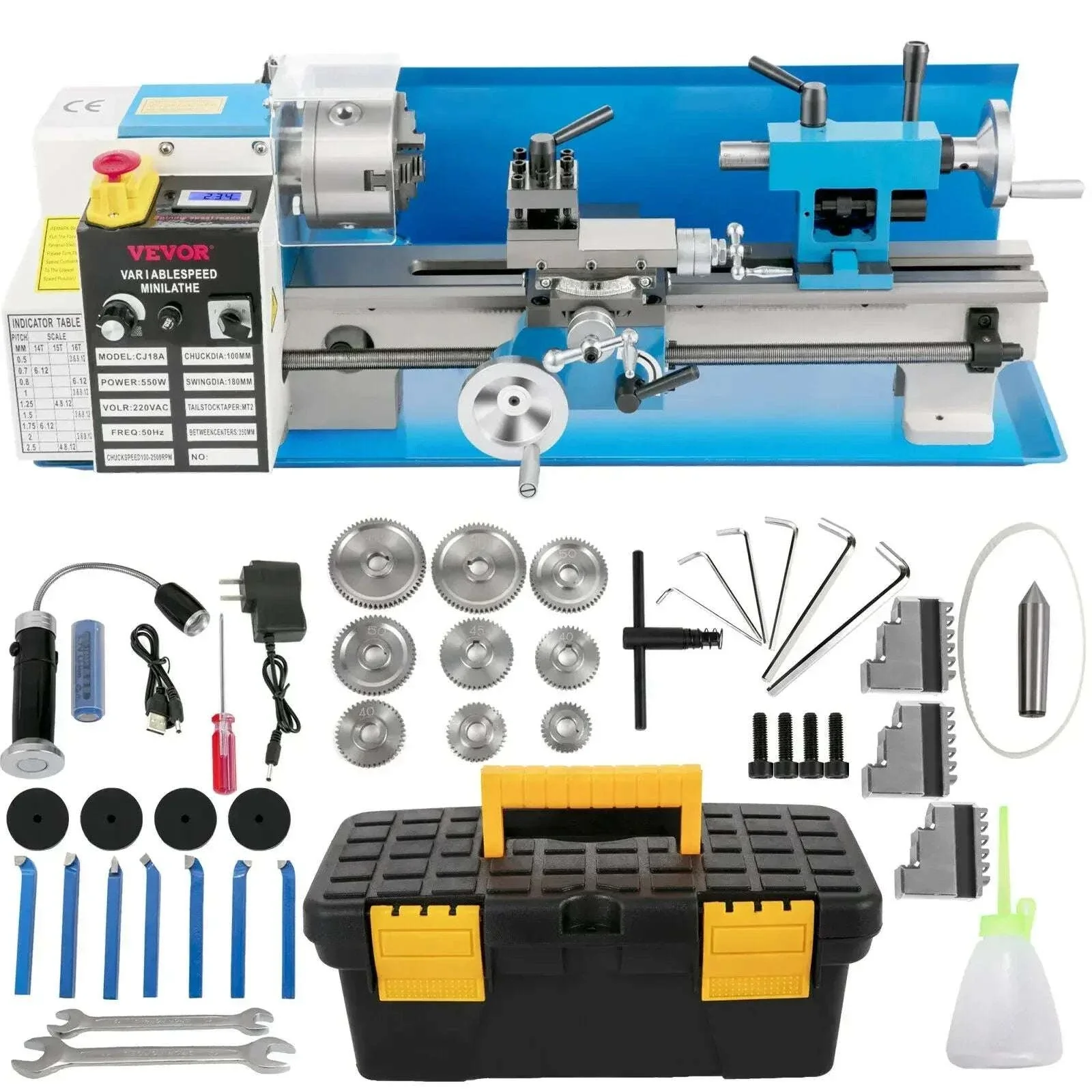 Mini Metal Lathe Machine Variable Speed 550W–1100W Multi-Size - Image 25