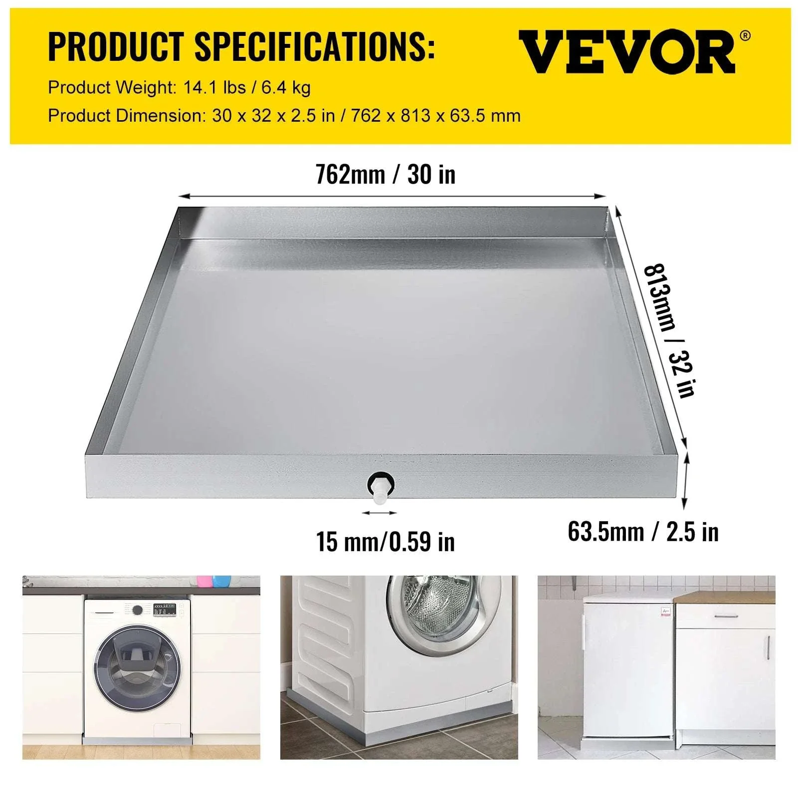 Stainless Steel Washing Machine Drain Pan with Welded Corners - Image 22