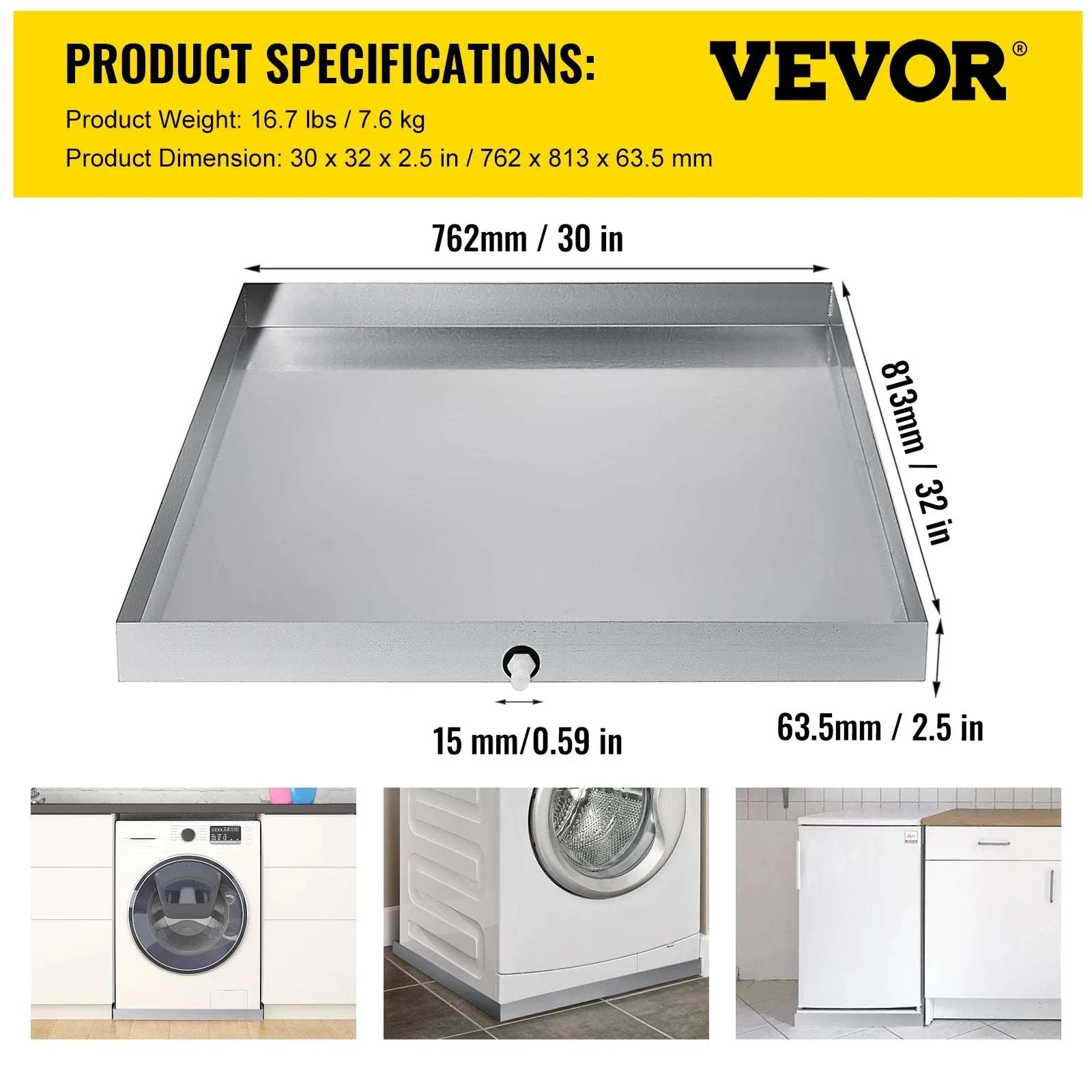 Stainless Steel Washing Machine Drain Pan with Welded Corners - Image 23