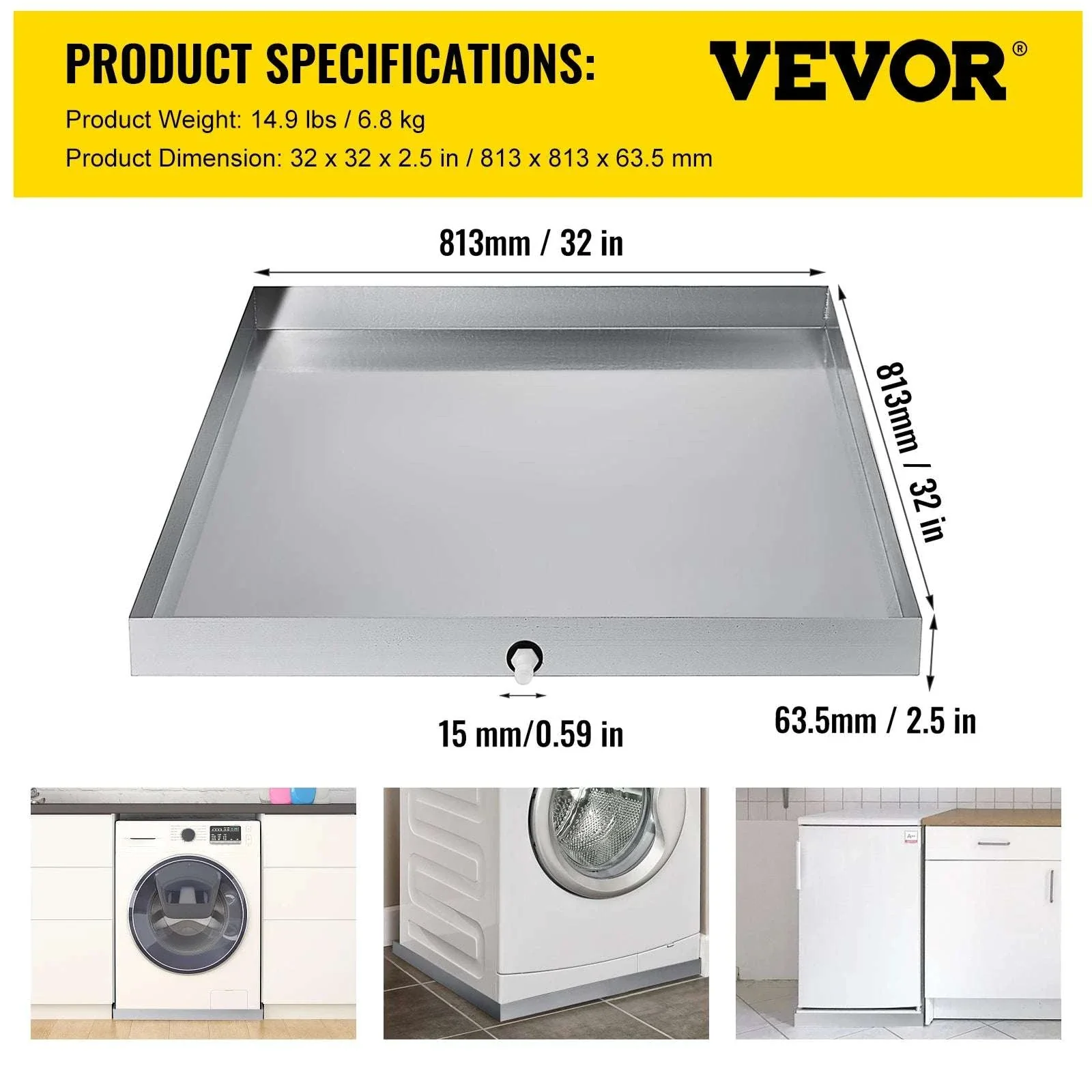 Stainless Steel Washing Machine Drain Pan with Welded Corners - Image 24