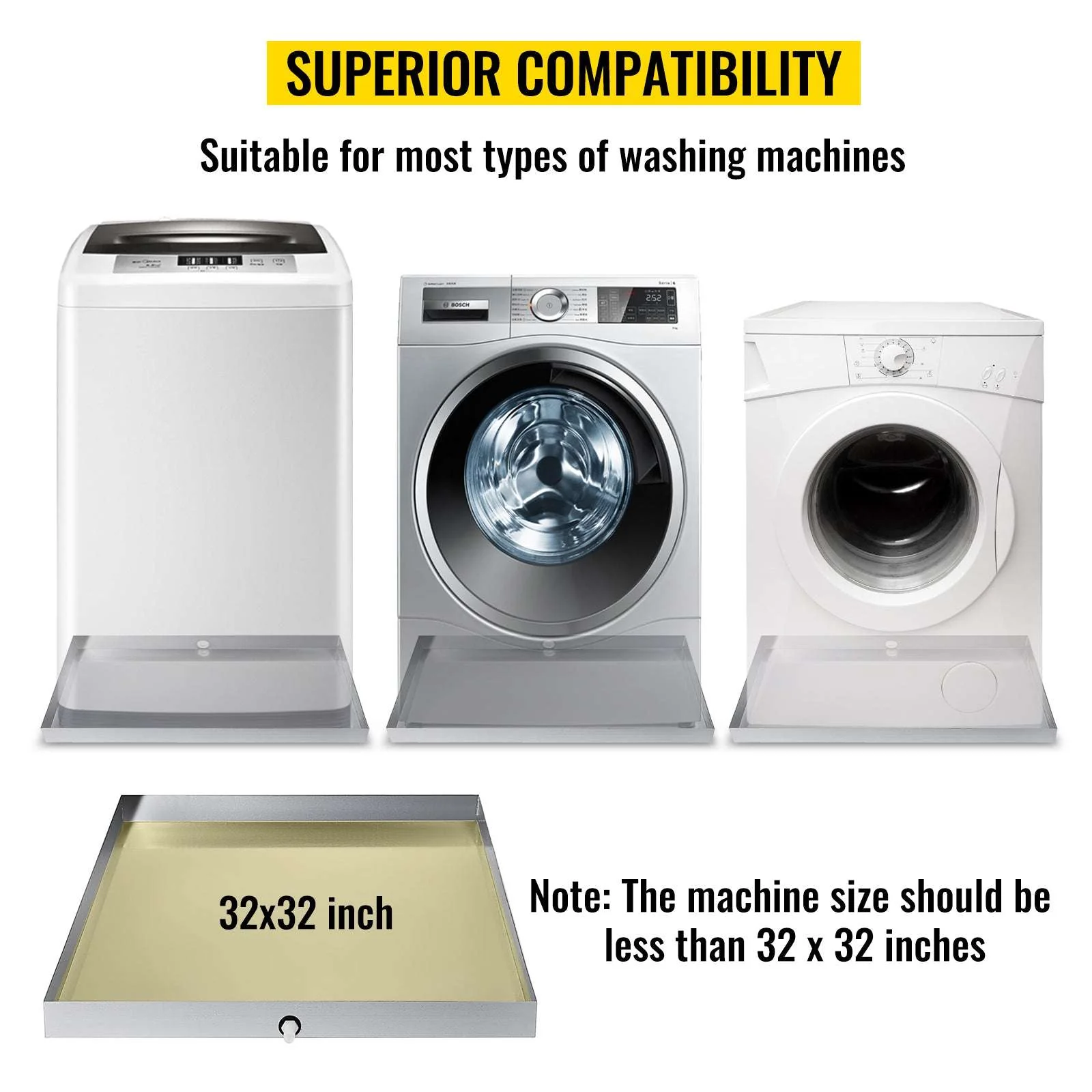 Stainless Steel Washing Machine Drain Pan with Welded Corners - Image 9