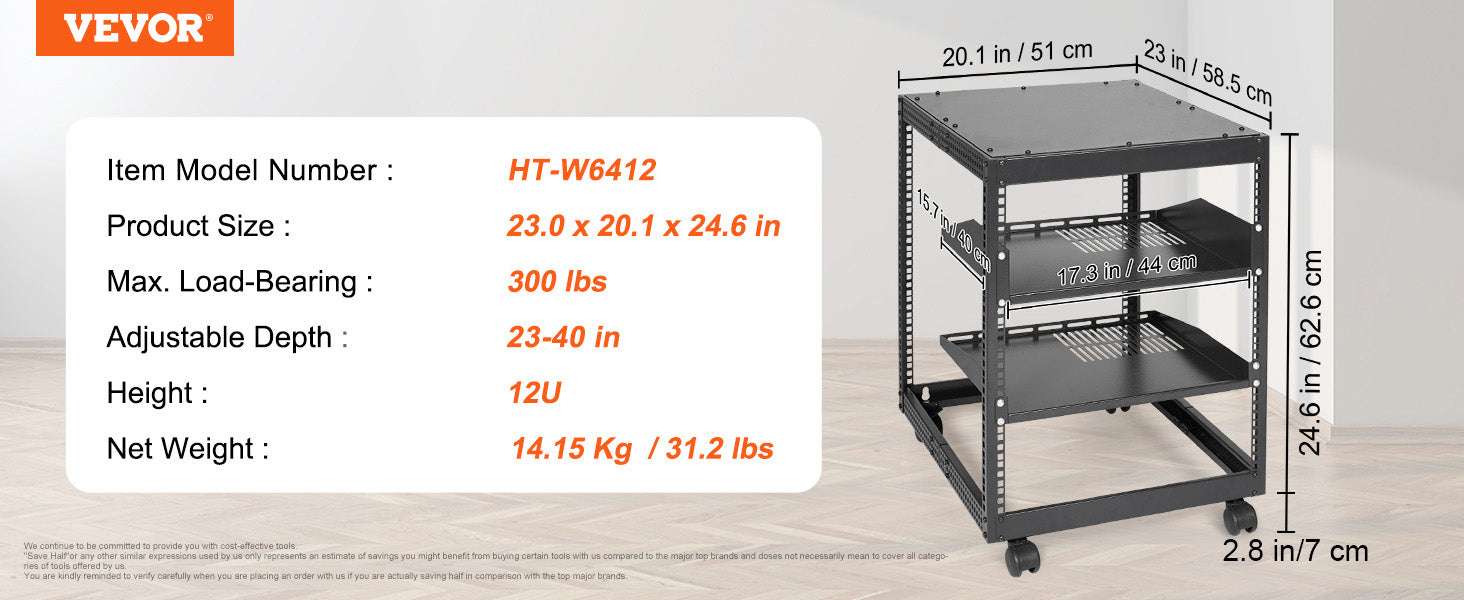 Open Frame Server Rack Adjustable 12U–20U Wall or Floor Mount - Image 13