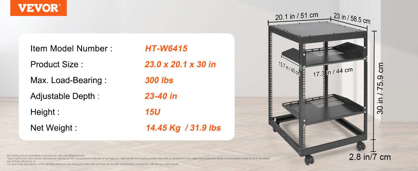 Open Frame Server Rack Adjustable 12U–20U Wall or Floor Mount - Image 14