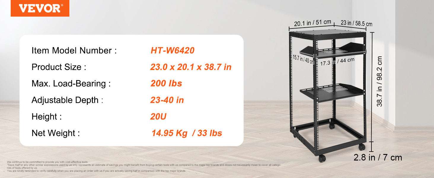 Open Frame Server Rack Adjustable 12U–20U Wall or Floor Mount - Image 15