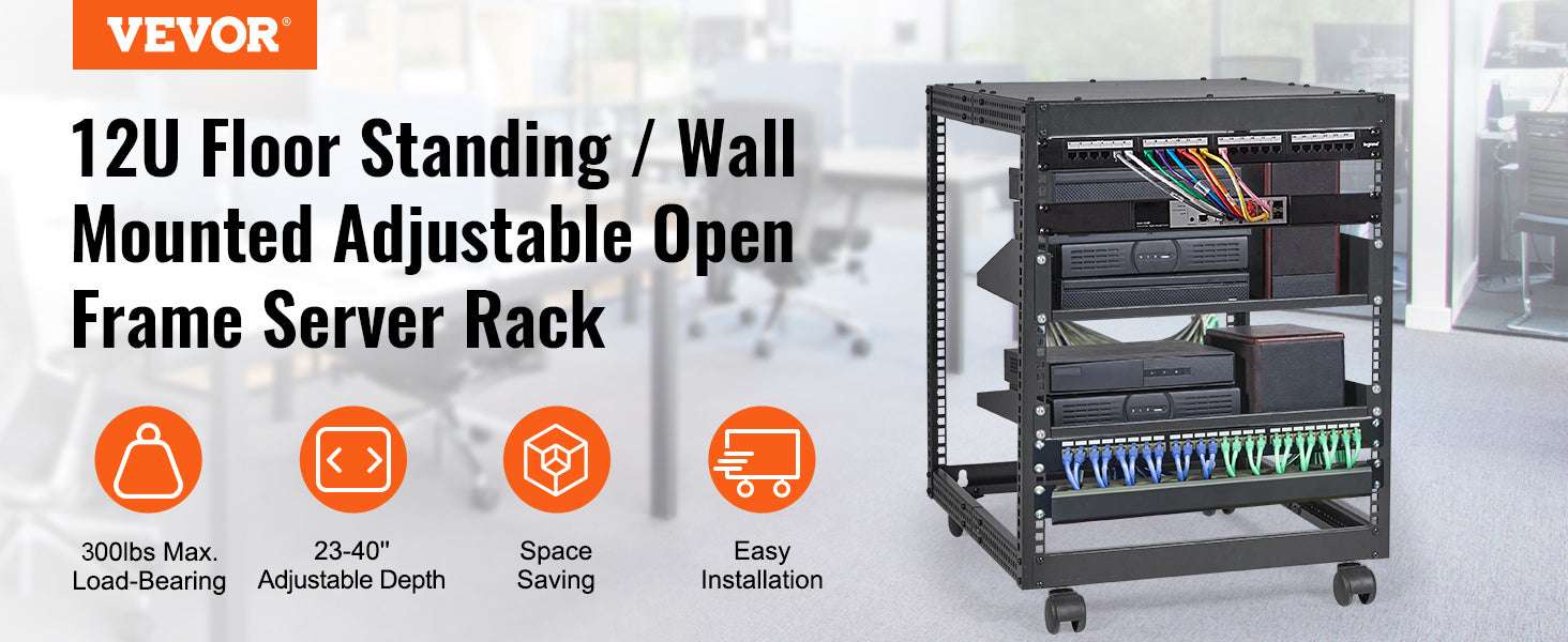 Open Frame Server Rack Adjustable 12U–20U Wall or Floor Mount - Image 8