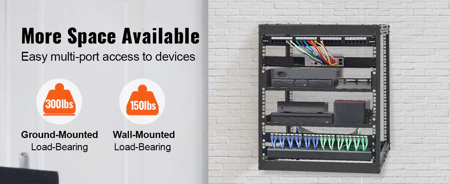 Open Frame Server Rack Adjustable 12U–20U Wall or Floor Mount - Image 9