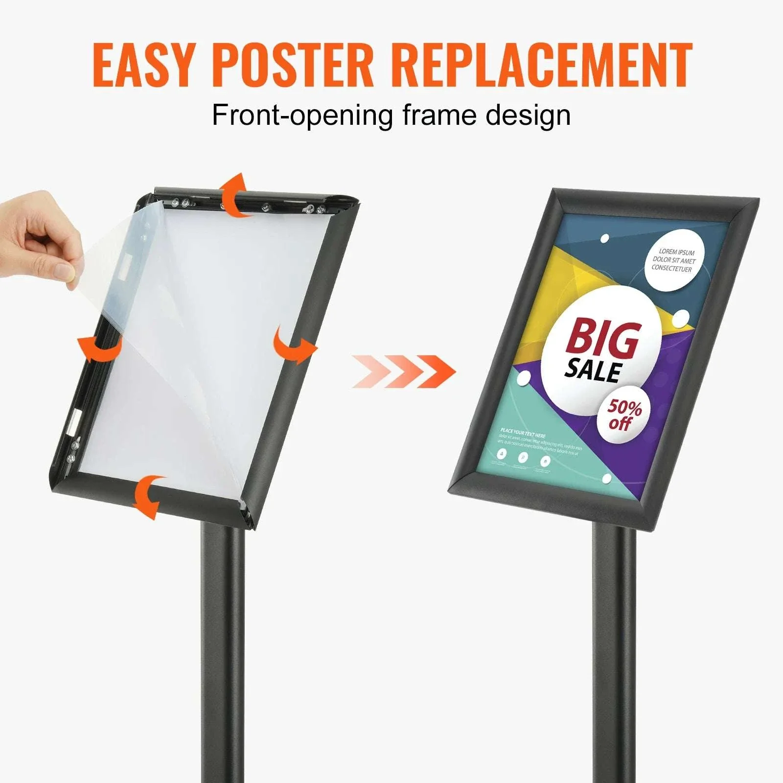 Adjustable Pedestal Sign Holder Floor Stand with Rotating Frame - Image 6