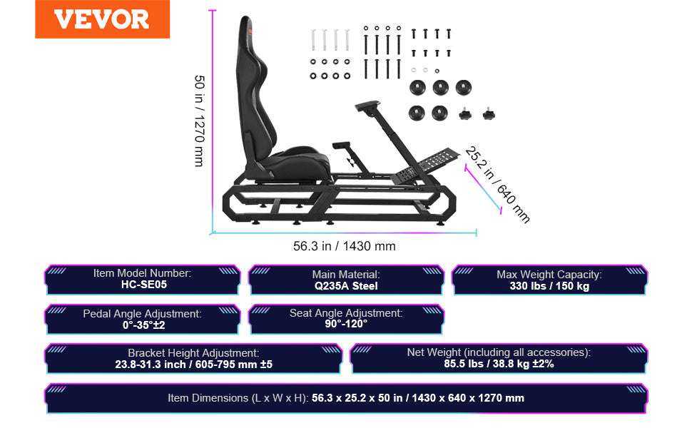Adjustable Racing Wheel Stand Cockpit for Logitech & Thrustmaster - Image 14