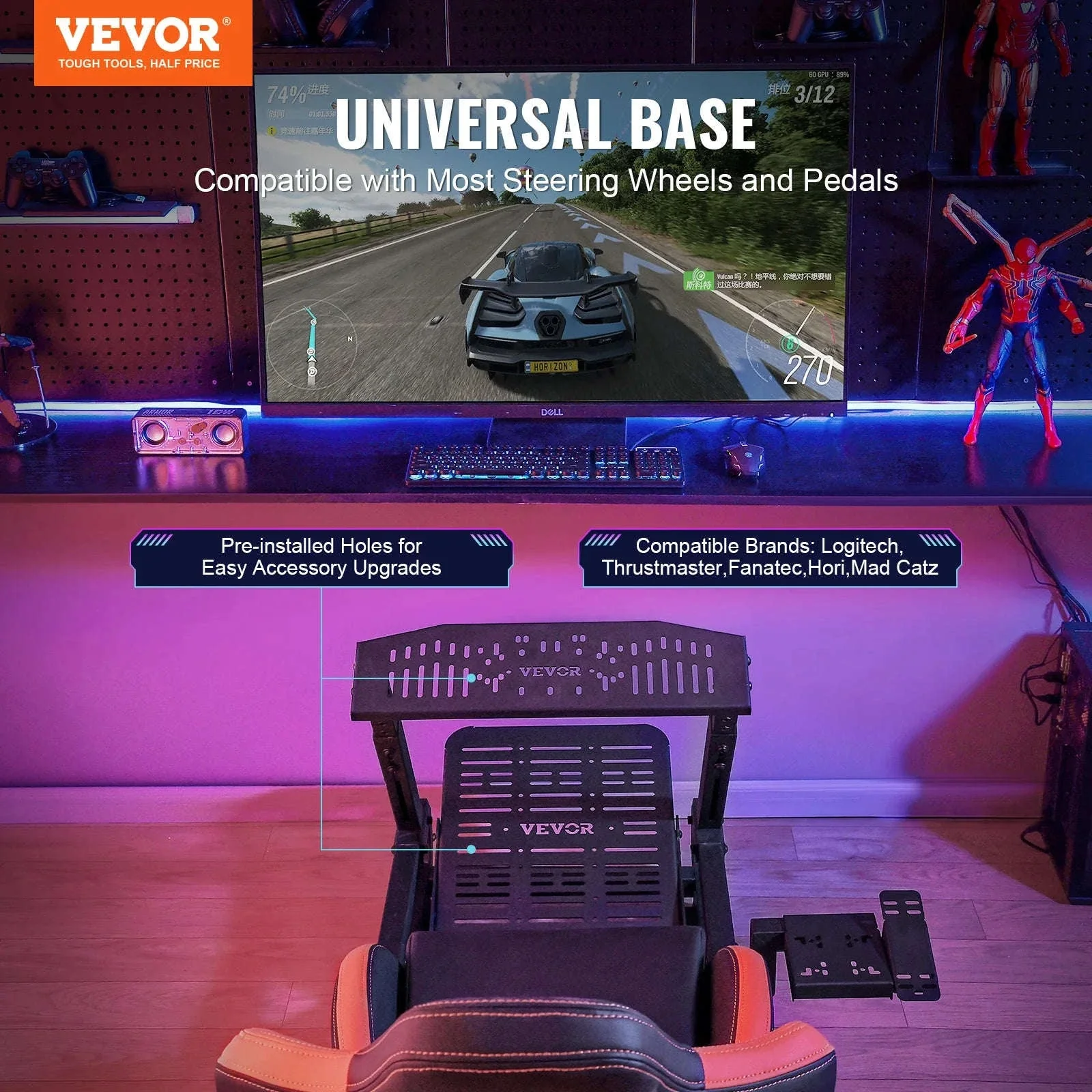 Adjustable Racing Wheel Stand Cockpit for Logitech & Thrustmaster - Image 2