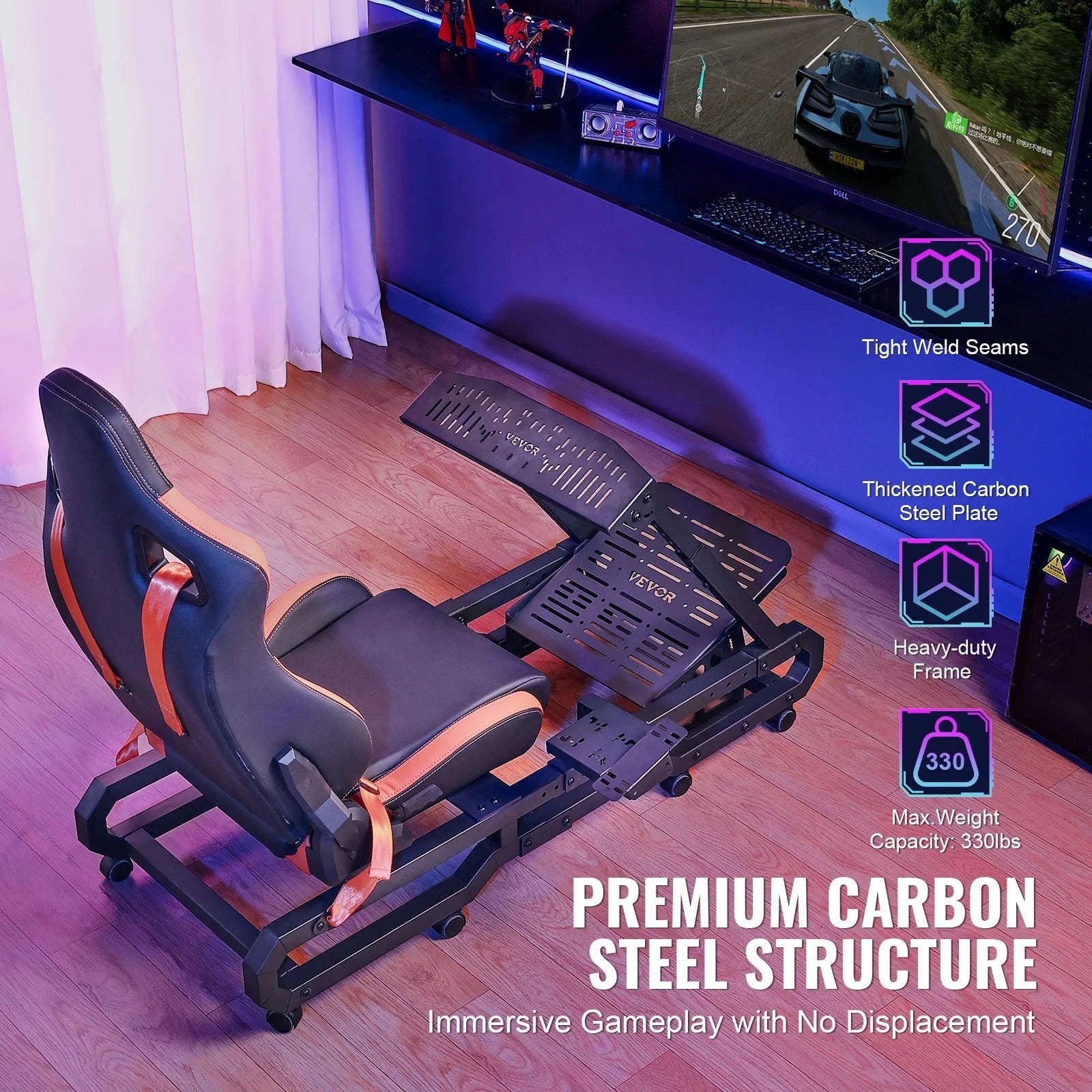Adjustable Racing Wheel Stand Cockpit for Logitech & Thrustmaster - Image 3