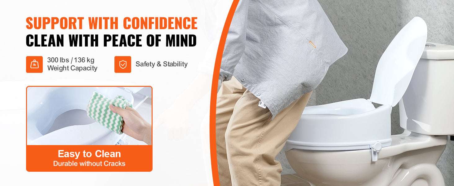 5 Inch Raised Toilet Seat with Locking System, 300 lb Capacity - Image 10