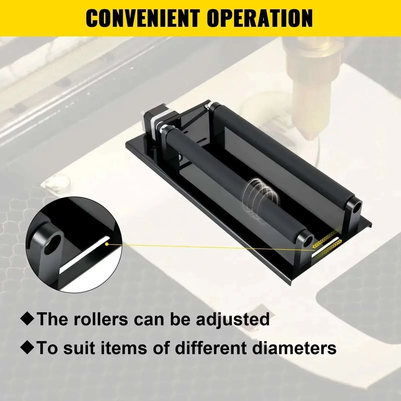 Rotary Axis Attachment for Laser Engraver 4-Wheel 360° Roller - Image 2
