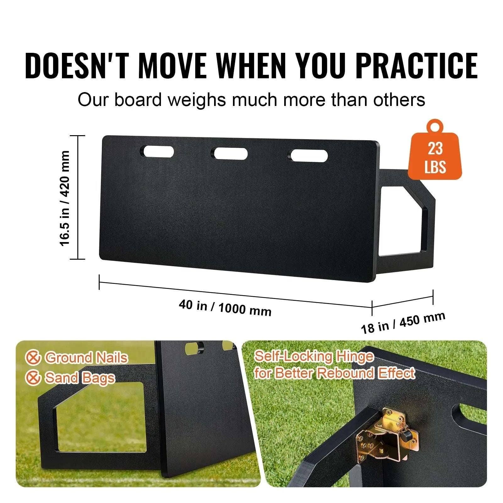 Soccer Rebounder Board 40x16 Inch Foldable Training Kickback Wall