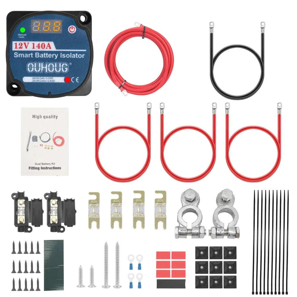 12V Split Charge Relay Kit 140A VSR with Voltmeter for Dual Battery - Image 18