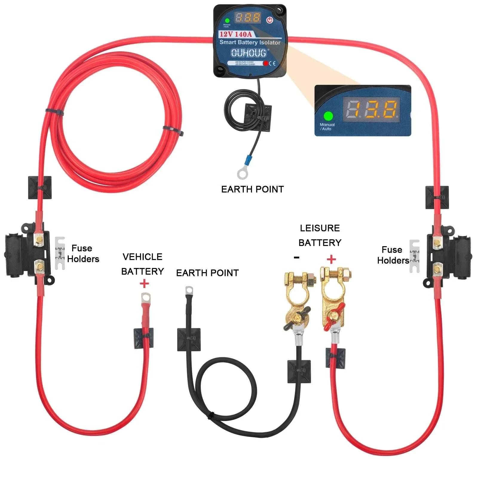 12V Split Charge Relay Kit 140A Smart Battery Isolator System - Image 17