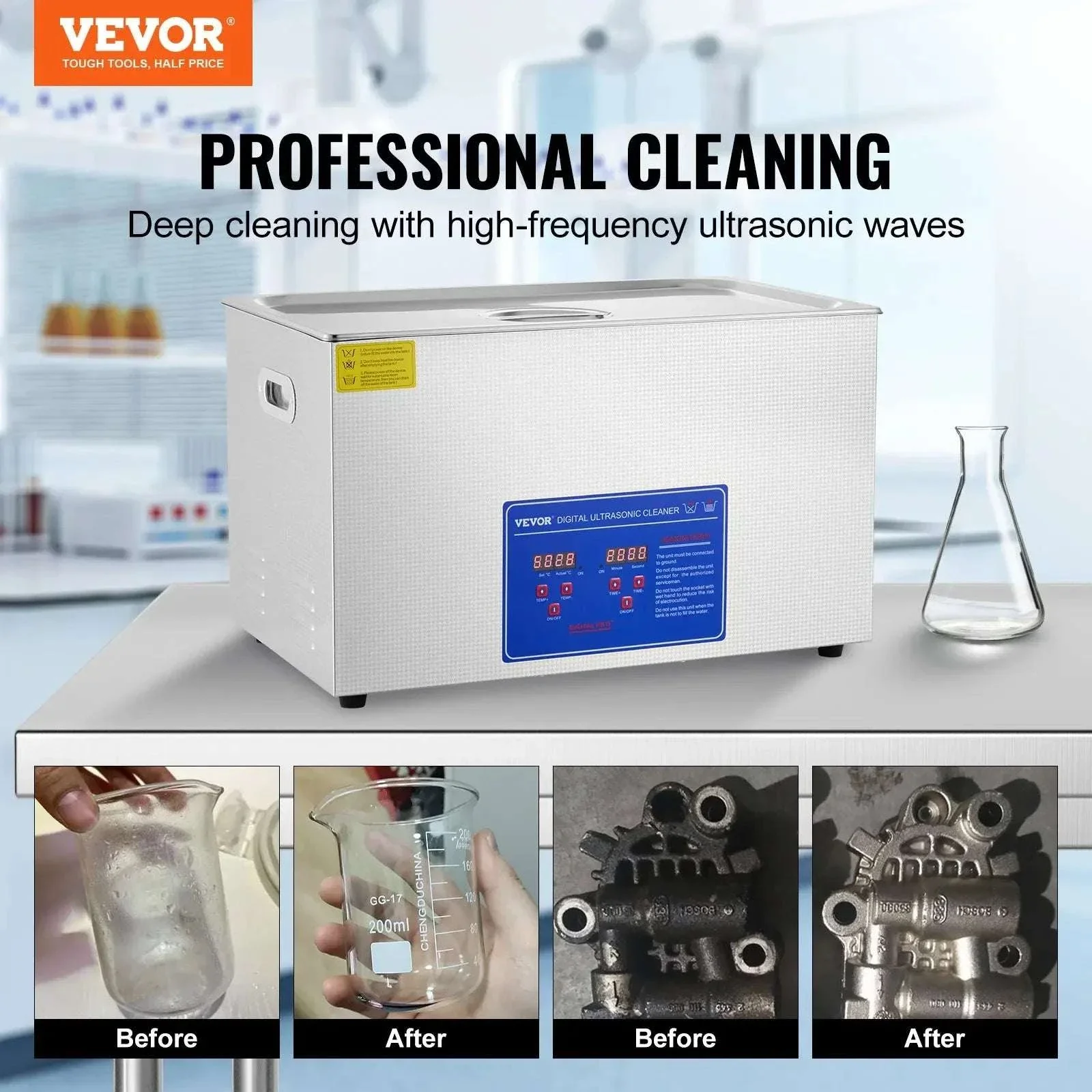 Ultrasonic Cleaner with Heater & Timer for Jewelry Glasses (2L–30L) - Image 2