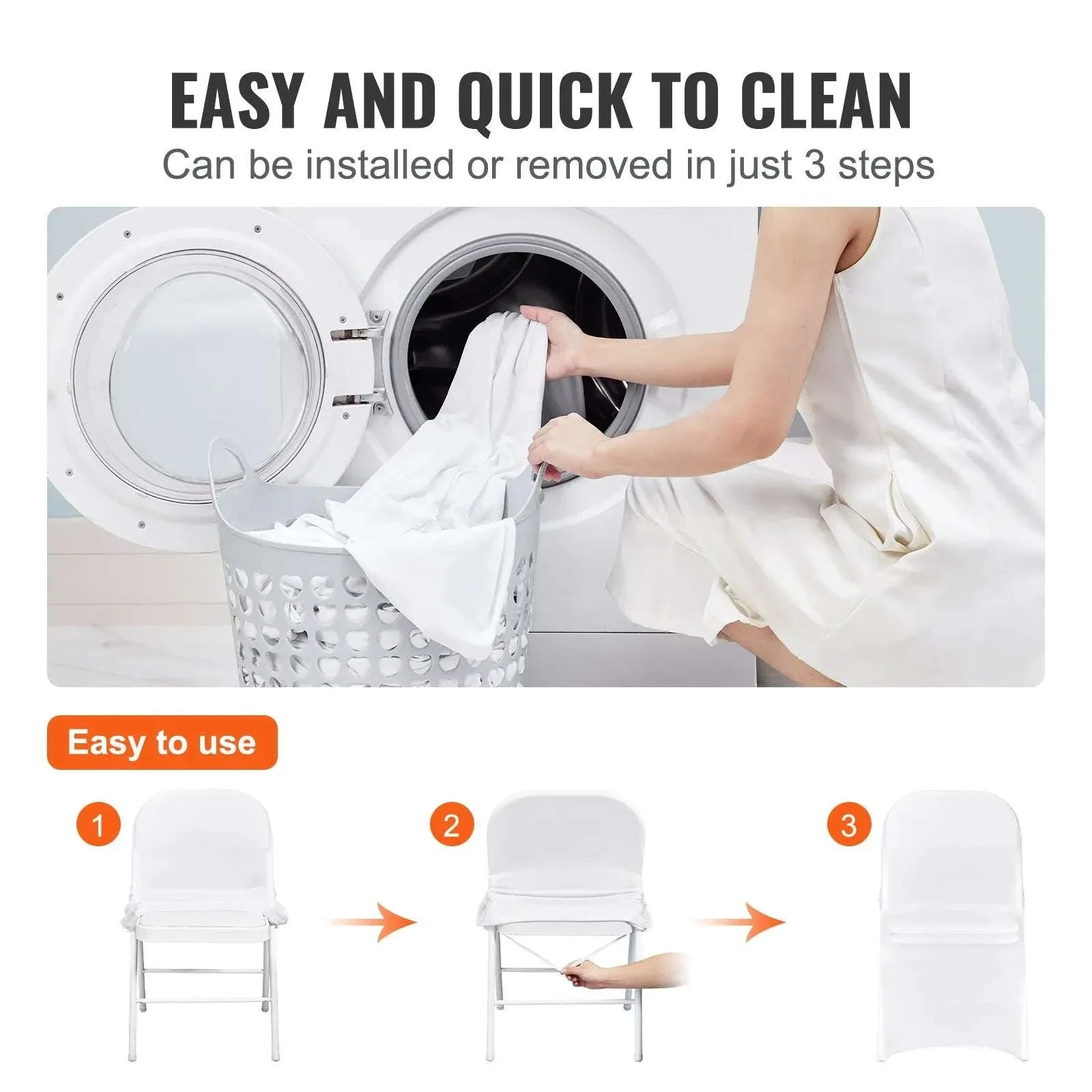 Stretch Spandex Chair Covers for Weddings & Events, Washable Fit