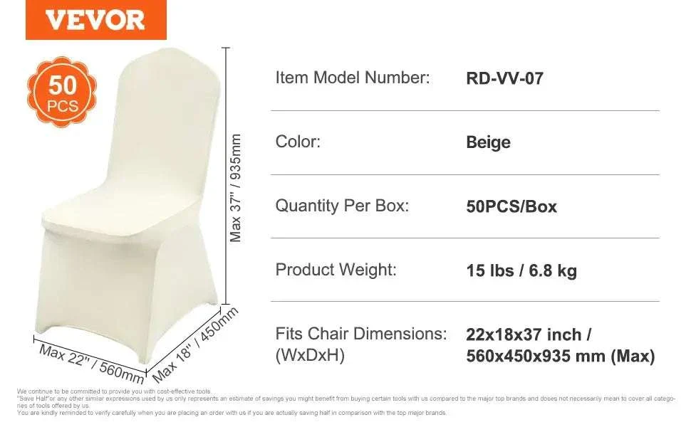 Stretch Spandex Chair Covers for Weddings & Events, Washable Fit - Image 16
