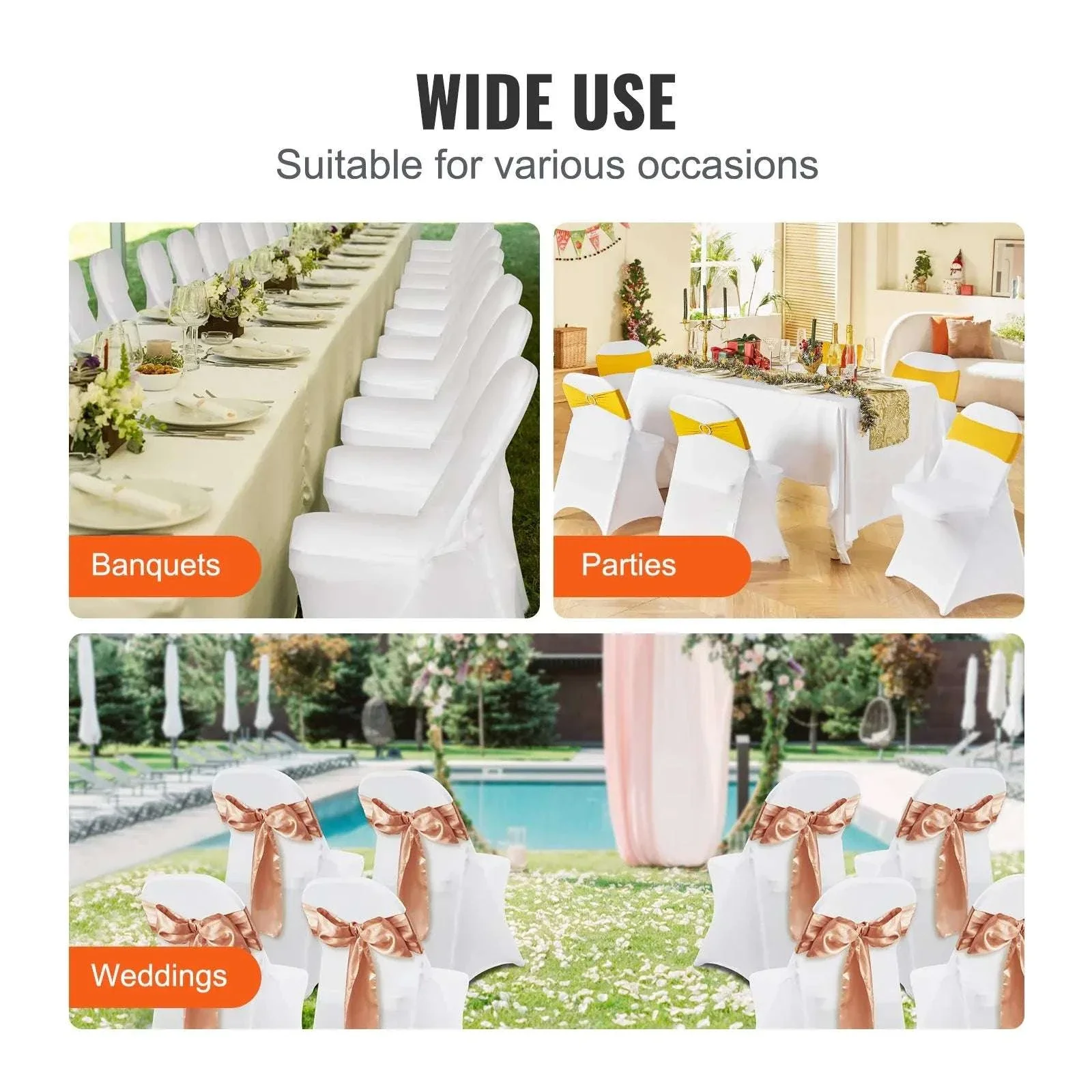 Stretch Spandex Chair Covers for Weddings & Events, Washable Fit - Image 6