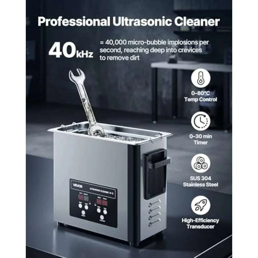 Ultrasonic Cleaner 40kHz with Basket & Digital Display 120W - Image 8