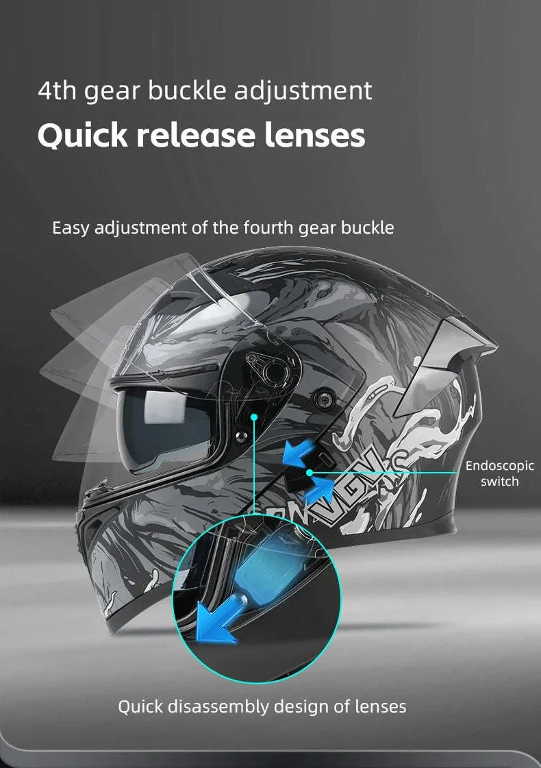 VGV 91 Flip Motorcycle Helmet, Dual-Lens, DOT Certified - Image 12