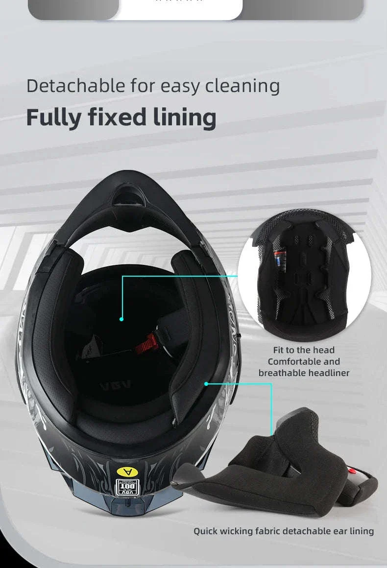 VGV 91 Flip Motorcycle Helmet, Dual-Lens, DOT Certified - Image 13