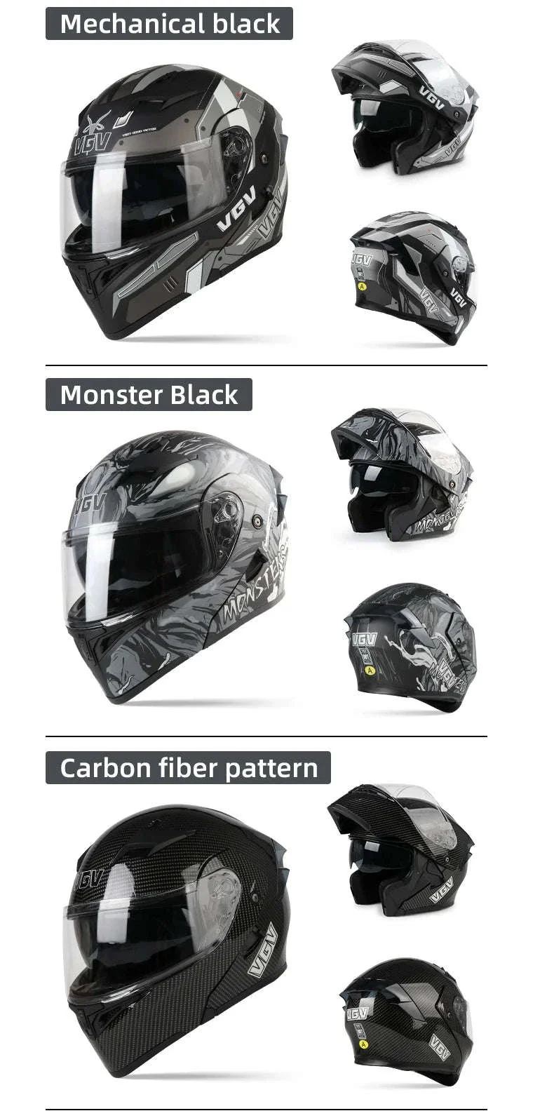 VGV 91 Flip Motorcycle Helmet, Dual-Lens, DOT Certified - Image 19