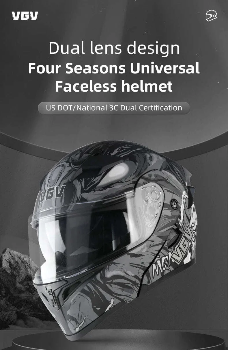 VGV 91 Flip Motorcycle Helmet, Dual-Lens, DOT Certified - Image 6
