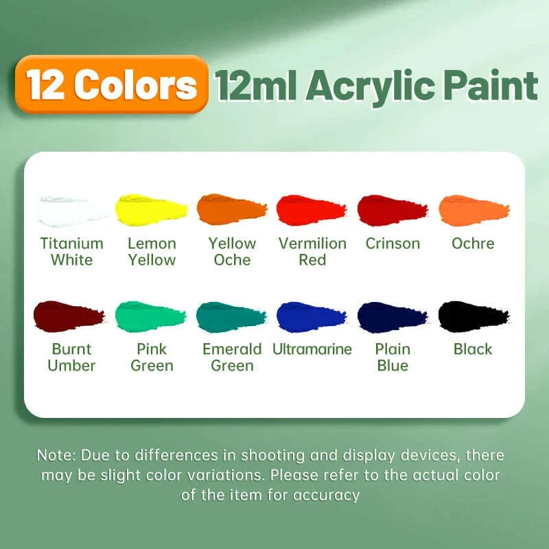 Vibrant Acrylic Paint Set, 12ml Artist Colors for Art Projects - Image 10