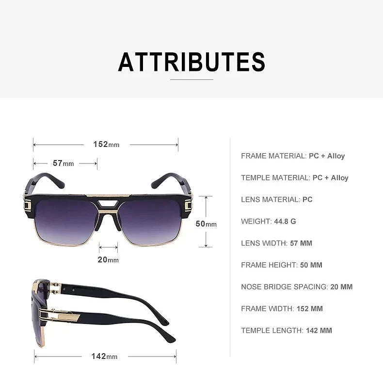 Vintage Men Sunglasses with UV400 Retro Square Style - Image 11