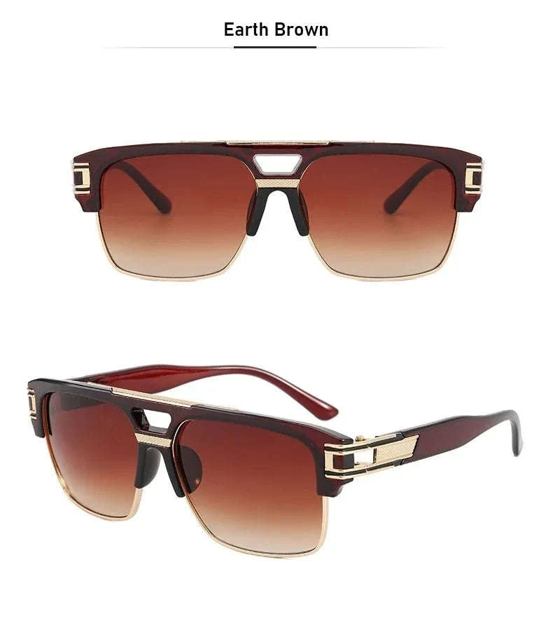 Vintage Men Sunglasses with UV400 Retro Square Style - Image 16