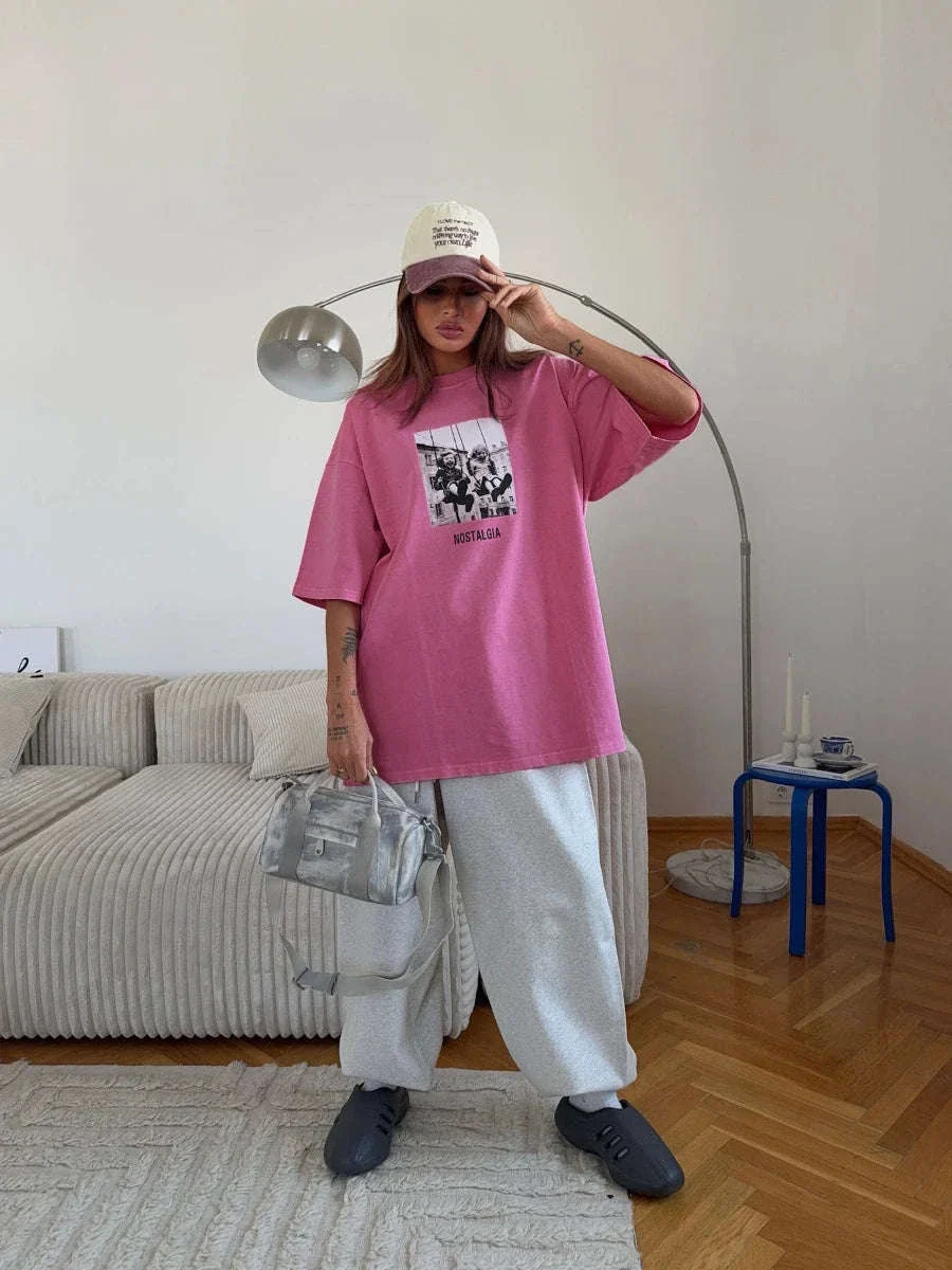 Vintage Printed Cotton T-Shirt Loose Fit Casual Streetwear Tee - Image 7